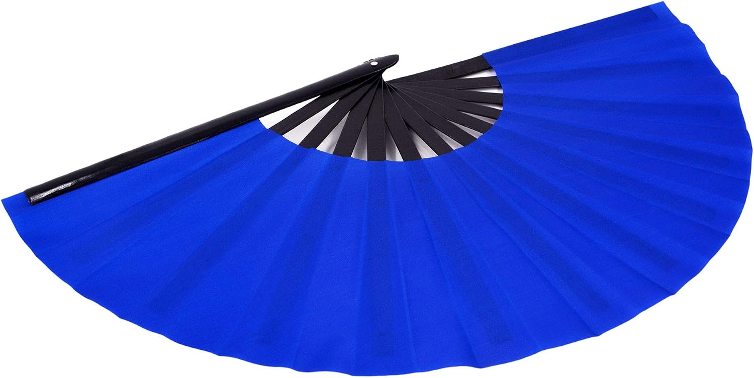 Large Folding Hand Fan Rave Fan, Blue