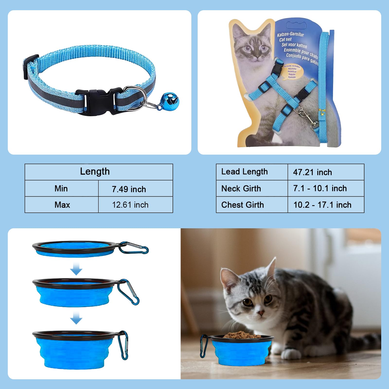 Cat Carrier Soft-Sided & Foldable Travel Litter Box for Cats, Fit 20Lbs Pets, 17.7' * 11.8 * 11.8 inches Cat Bag for Traveling & Camping, Indoor & Outdoor, Pet Carrier Kit, Blue - image 5