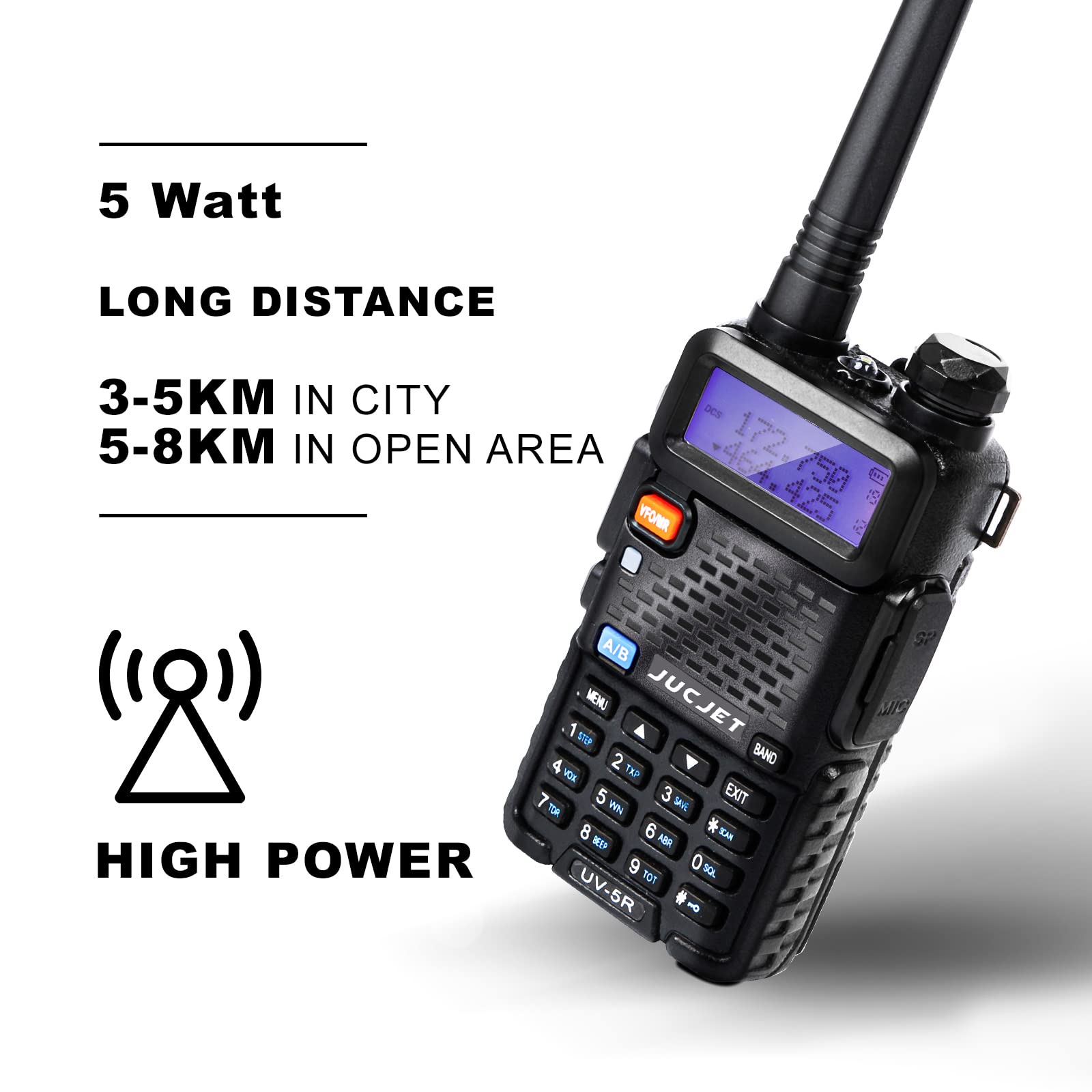 5R M Amateurfunk-Handgerät, verbessertes Funkgerät der 5R-Serie, kompatibel mit Einstellungen der UV-5R-Serie, 128 Kanäle, 5W/1W Leistung, VOX, LED-Taschenlampe, USB-Ladestation, 1er-Pack