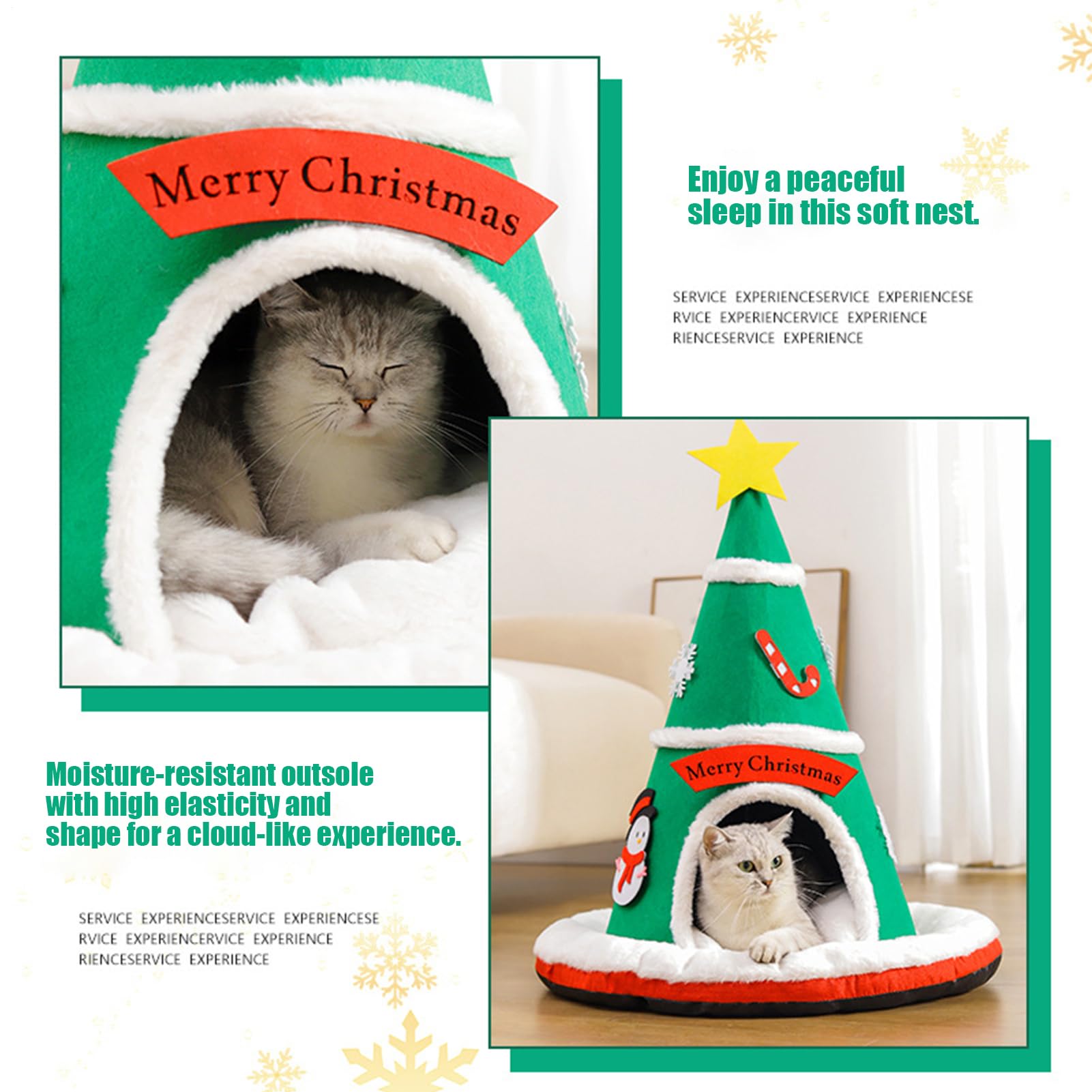 Cuccia Gatti Chiusa Fondo Caldo Antiscivolo Albero Di Natale | Cuccia Tenda per Gatti per Per Cuccioli e Cani Piccoli per Interni Soggiorno Balcone Inverno Appartamento Dormitorio