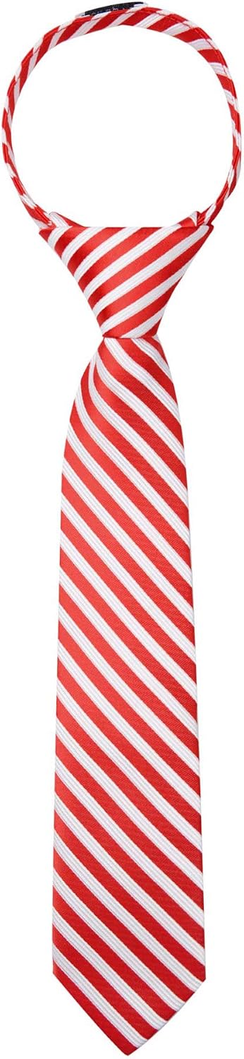 Jacob Alexander Young Boys' Candy Cane Stripe 11 inch Pre-Tied Zipper Neck Tie