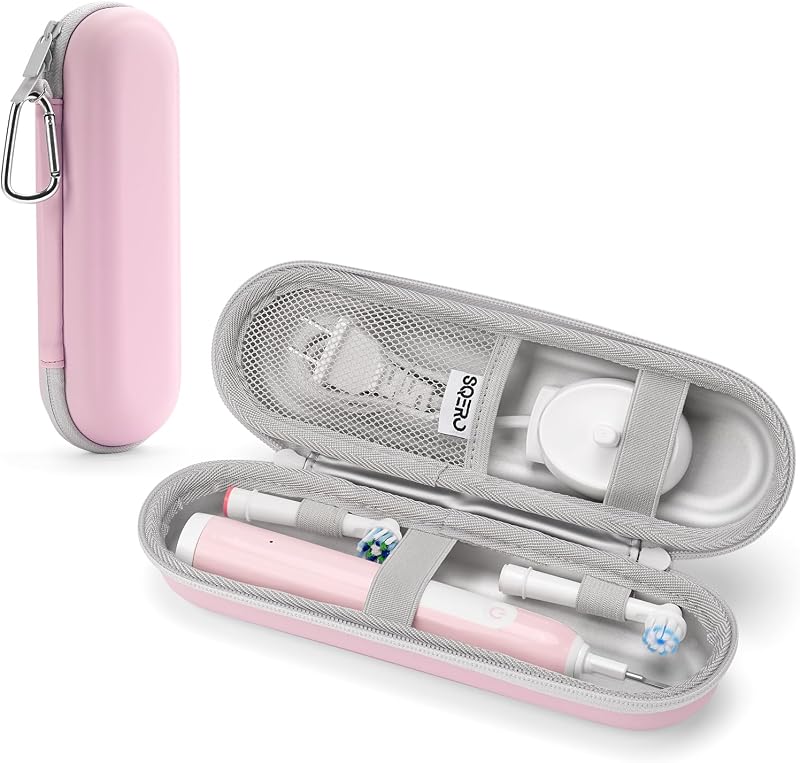 SQERO Electric Toothbrush Travel Case for Oral-B Pro/iO, Philips Sonicare/Aquasonic, Oral B Case for Brush Heads & Accessories, Portable Toothbrush Hard Carry Bag Waterproof PU