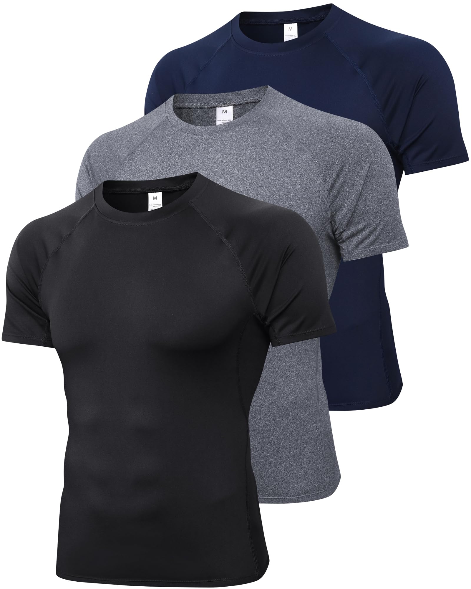 SPVISE Men's Compression Shirt Short Sleeve Workout Gym Top Cool Dry Athletic Base Layer Undershirt T-Shirt for Sport Running