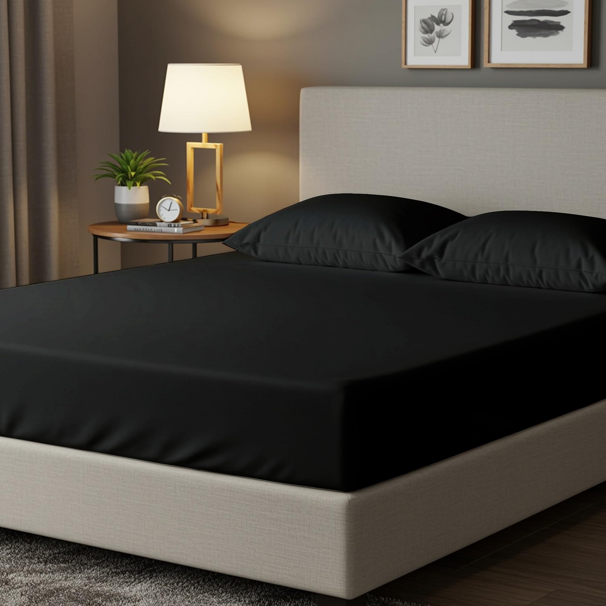 Home Sweet Home UK 30cm Fitted Bed Sheets Single 200 Thread Count Super Soft Deep Single Fitted Sheet Cotton Anti Wrinkle BedSheets Breathable & Fade Resistant — image 1
