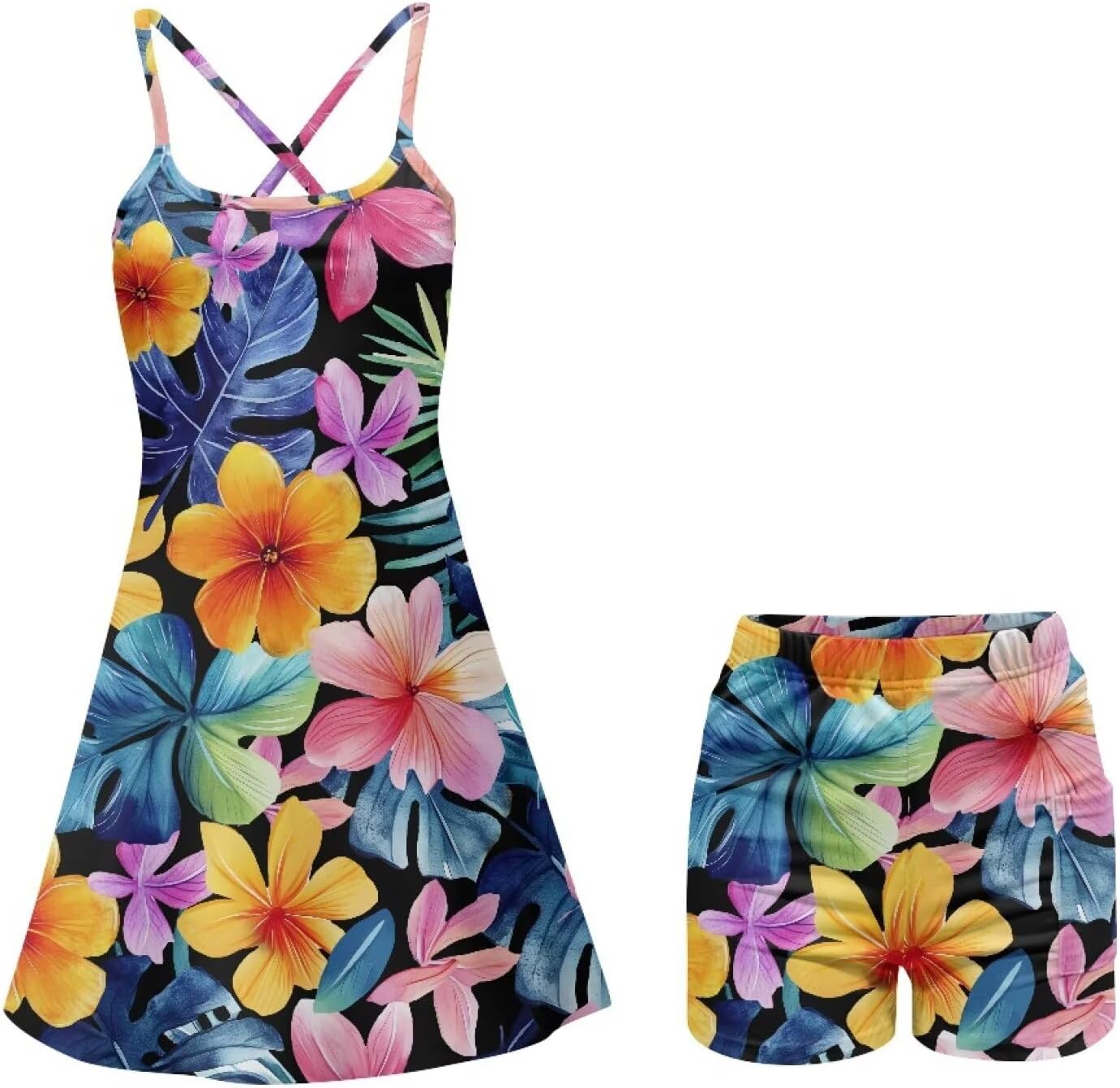 Womens Tennis Dress Workout Dress with Shorts Pockets Sleeveless Golf Athletic Dresses Quick Dry Summer Outfits