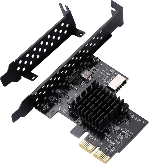 BEYIMEI PCI-E 3.0 2X to USB 3.1 A-Key Gen2 Front Type-C Expansion Card, 10Gbps Type-E Internal 20-pin Front Panel Connector Riser Card, PCI Express 3.0 X2 USB Adapter for Desktop PCs (ASM3142)