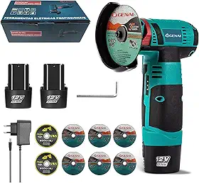 Esmerilhadeira Lixadeira Esmerilhadeira 110V/220V Sem Fio Portátil Serra Mármore A Bateria 12V (2 Bateria+8 Pcs Discos de Corte)