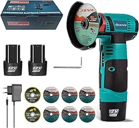 Esmerilhadeira Lixadeira Esmerilhadeira 110V/220V Sem Fio Portátil Serra Mármore A Bateria 12V (2 Bateria+8 Pcs Discos de Corte)