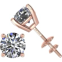 .20ct-4.00ct CVD Lab Grown Diamond Stud Earrings E-F VS2-SI1-14 Karat-Threaded or Friction Round & Princess
