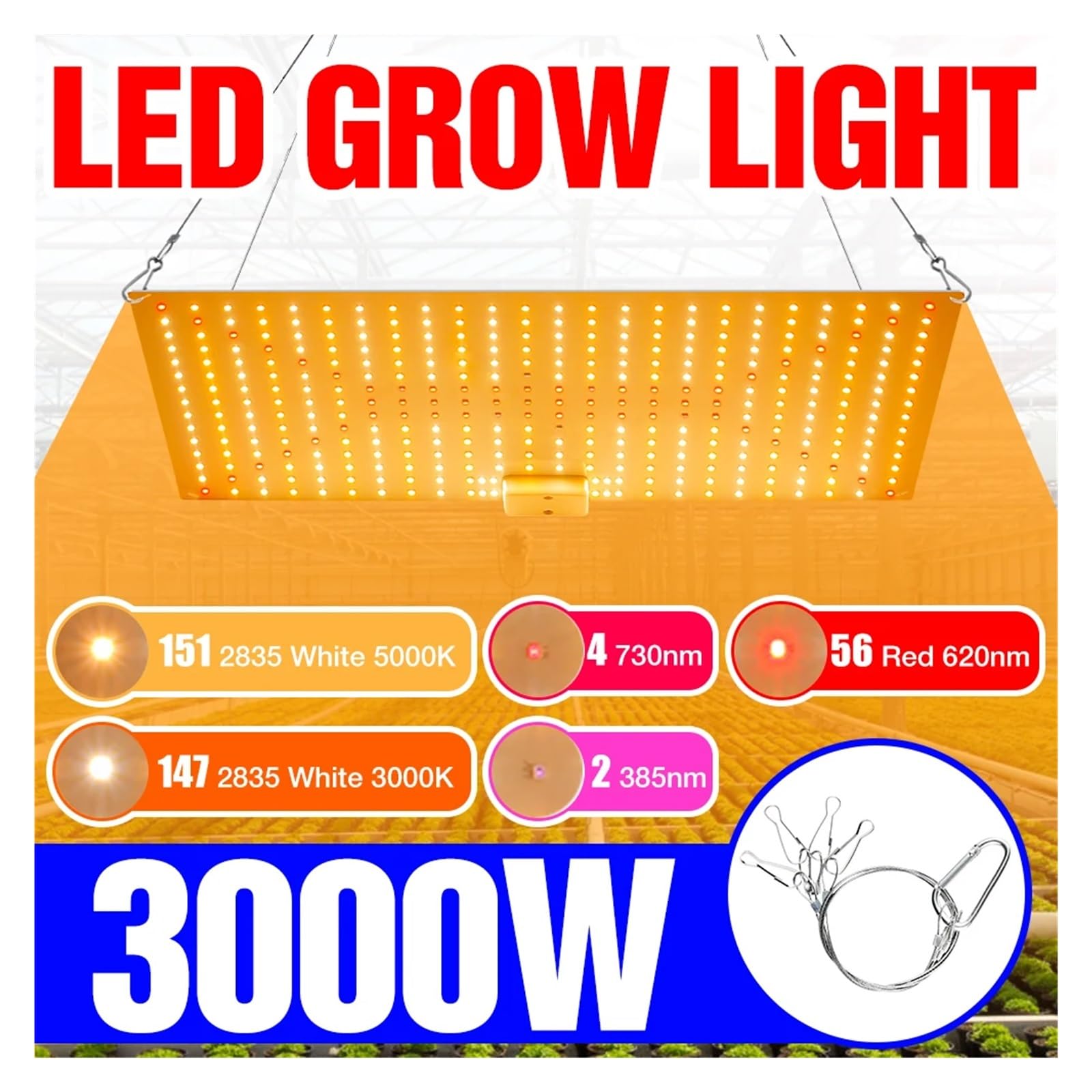 Lampa do uprawy, 3000W pełnozakresowe oświetlenie Led do uprawy lampa fito do wzrostu roślin oświetlenie hydroponika oświetlenie doniczkowe nasiona kwiatów 2000W Board(3000W)