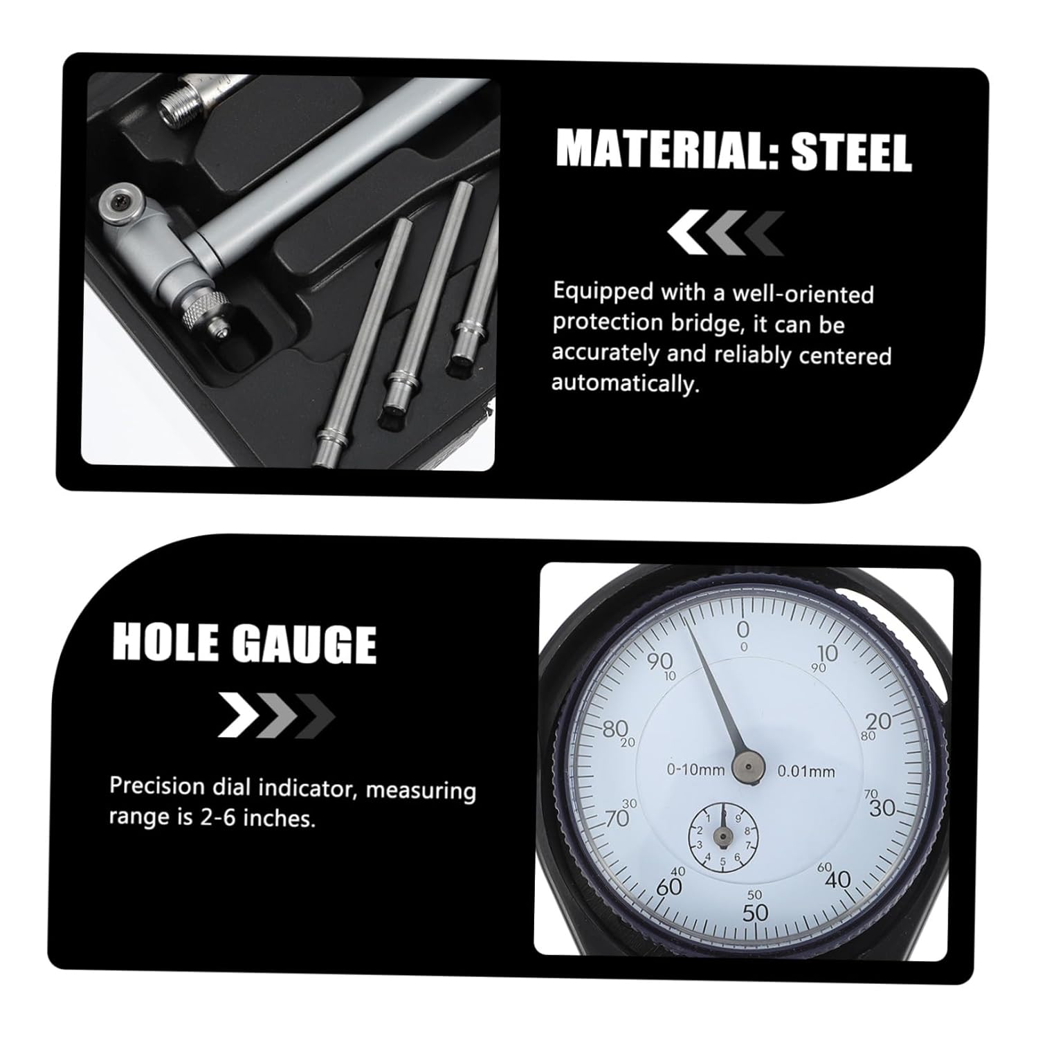 Flexible Manual Bore Gauge with Precision Dial Indicator for Inner Measurement High-Accuracy Mechanical Measuring Tool for Industrial and Automotive Use