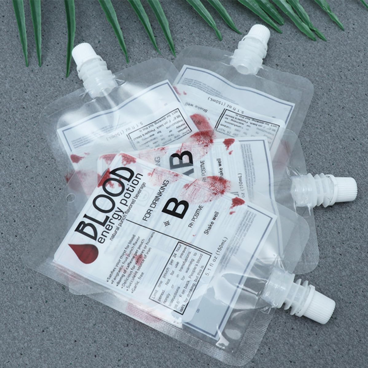 32pcs Reusable Halloween Drink Pouch Bags with Caps 150ml Plastic Juice Puree Bags for Masquerade Party Decoration, Easy to Carry and Leak-Proof