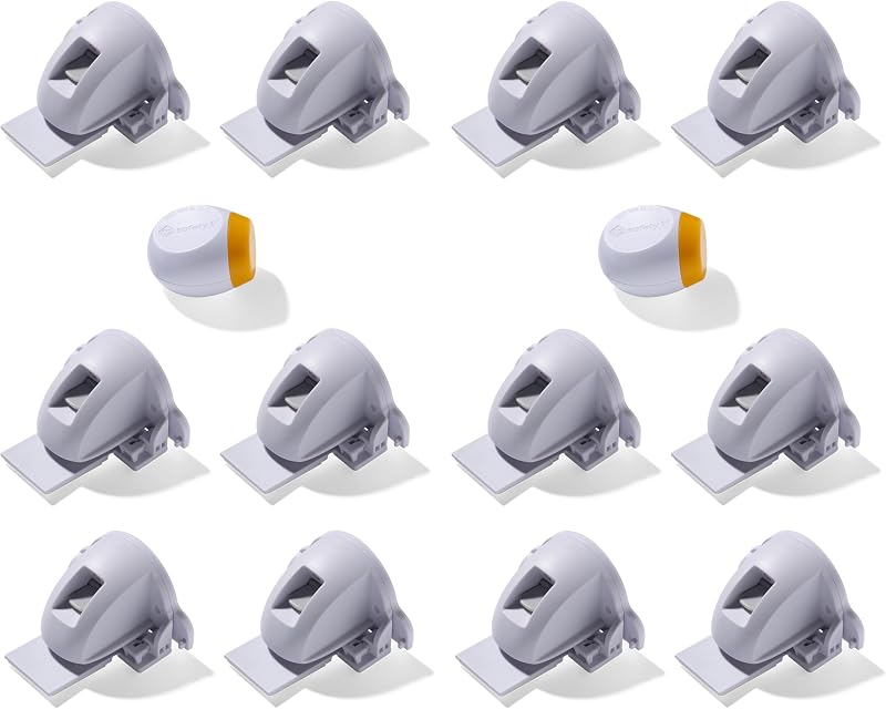 Safety 1st Adhesive Magnetic Cabinet Locks, Includes 12 Child Locks for Cabinets & Drawers, 2 Keys, White