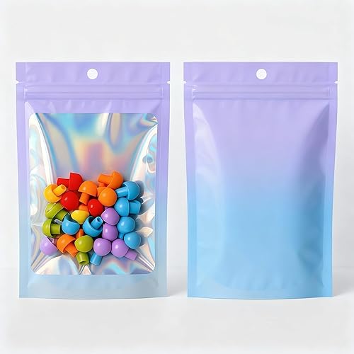 Miniatura 5 de 100 bolsas de Mylar resellables, bolsas a prueba de olores con ventana transparente para almacenamiento de alimentos, embalaje de recuerdos de