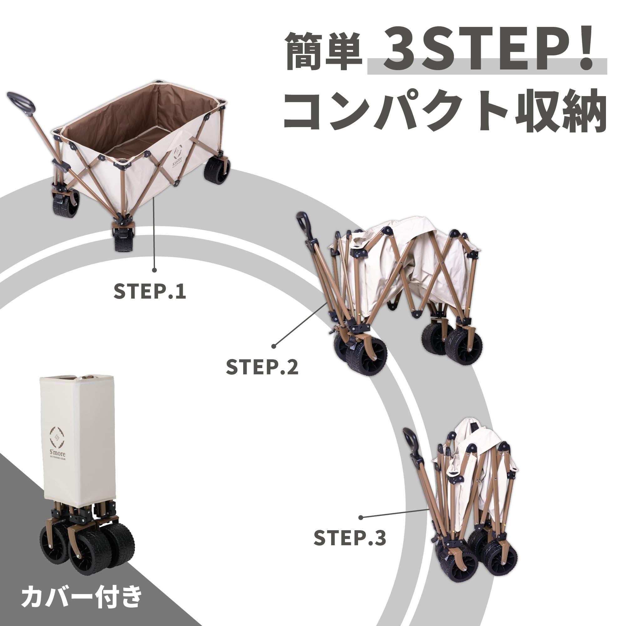 Amazon | S'more(スモア) ワンタッチ キャリーワゴン 大容量 折り畳み