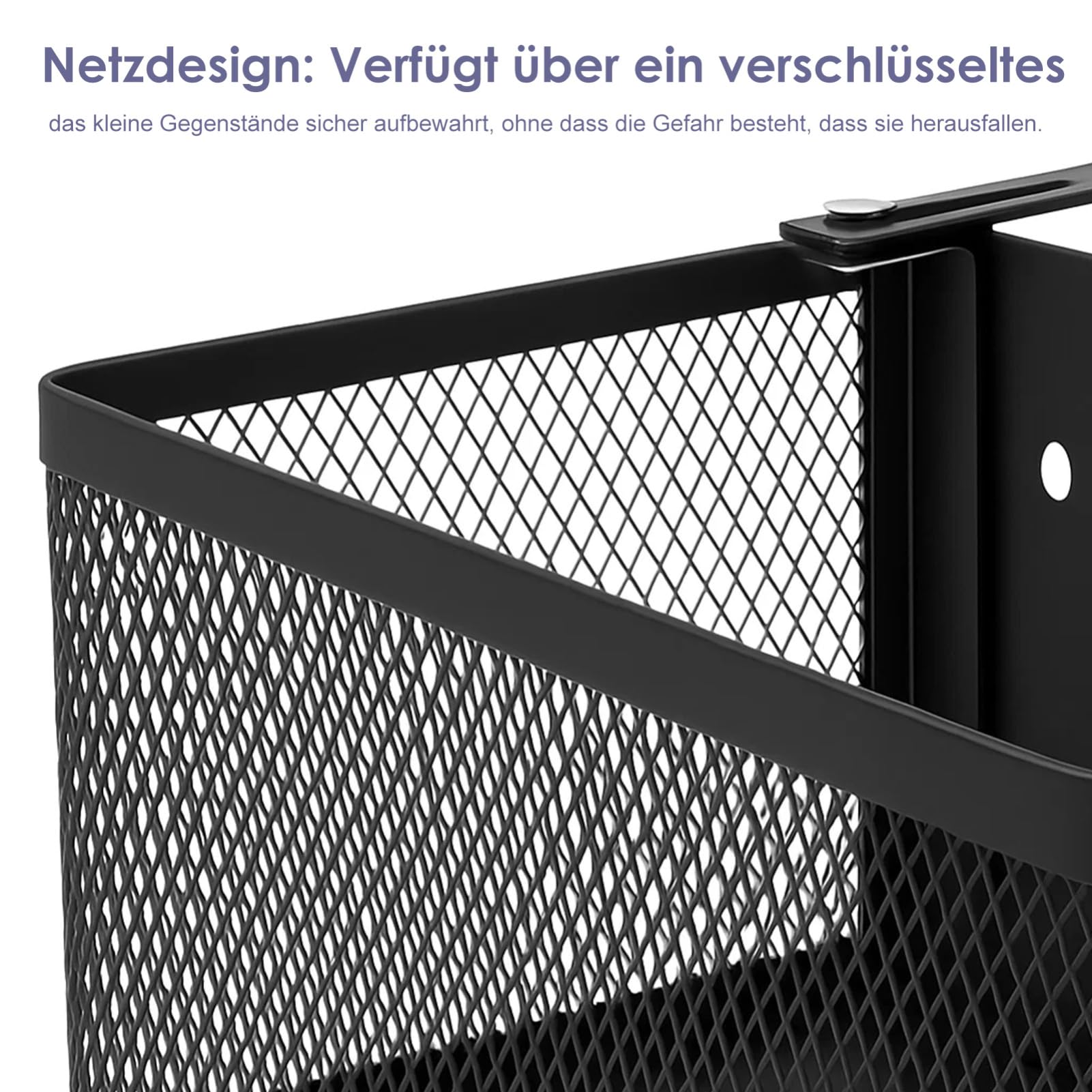 Trintion Nachttisch-Organizer aus Metall multifunktionaler Aufbewahrungskorb für Etagenbetten zur Aufbewahrung von Mobiltelefonen Büchern und Fernbedienungen (Schwarz)