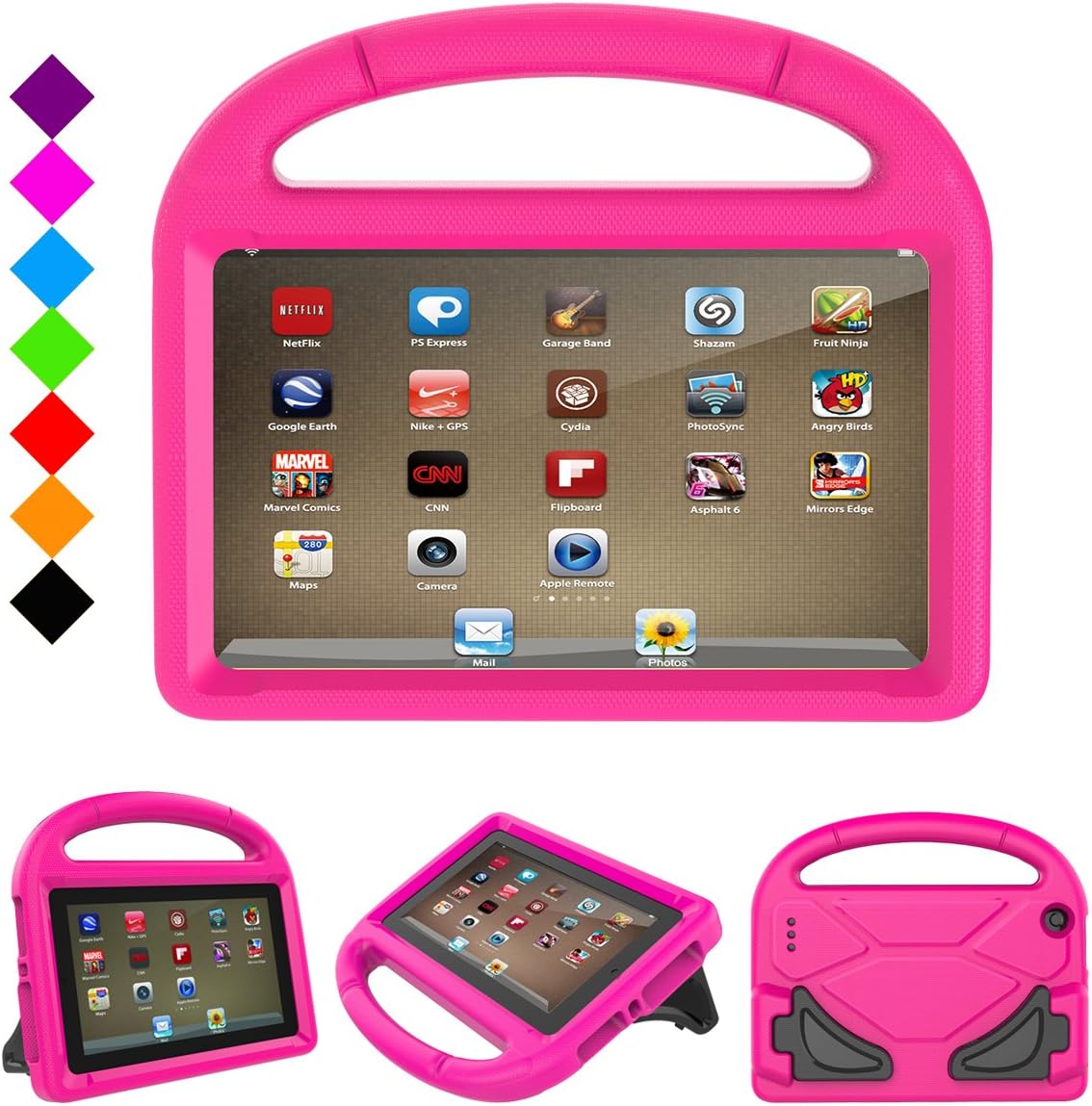 Case for Kids iPad Mini 1 2 3 4 5-Dinines Shock Proof Protective Cover Handle Stand Kids Case for iPad Mini, Mini 5, Mini 4,iPad Mini 3rd Generation, Mini 2 Tablet (Rose)