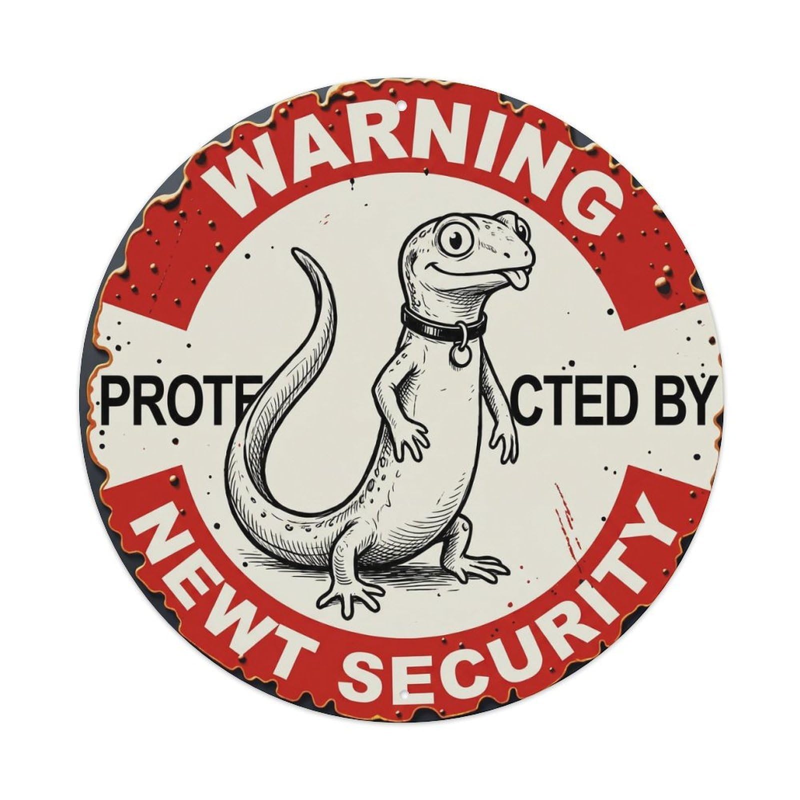 Tgrcjimh Style Metal Tin Sign Warning Protected By Newt Security Vintage