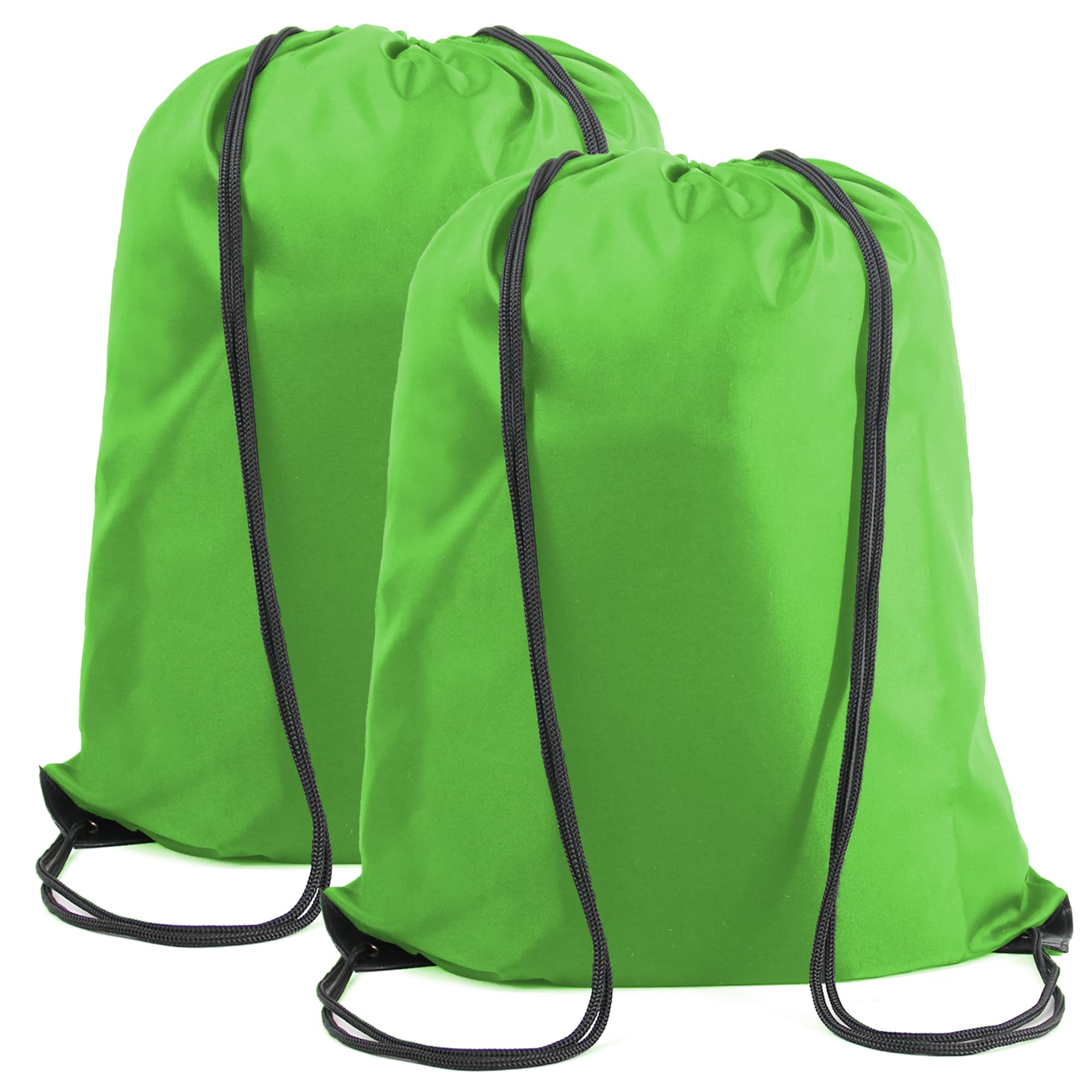 BeeGreen Green Drawstring Backpack Bags Bulk 2 Pack X-Large 22.4" L x 17.5" W Sports Cinch Sackpack Gym String Bags Machine Washable Heavy Duty for Men Women