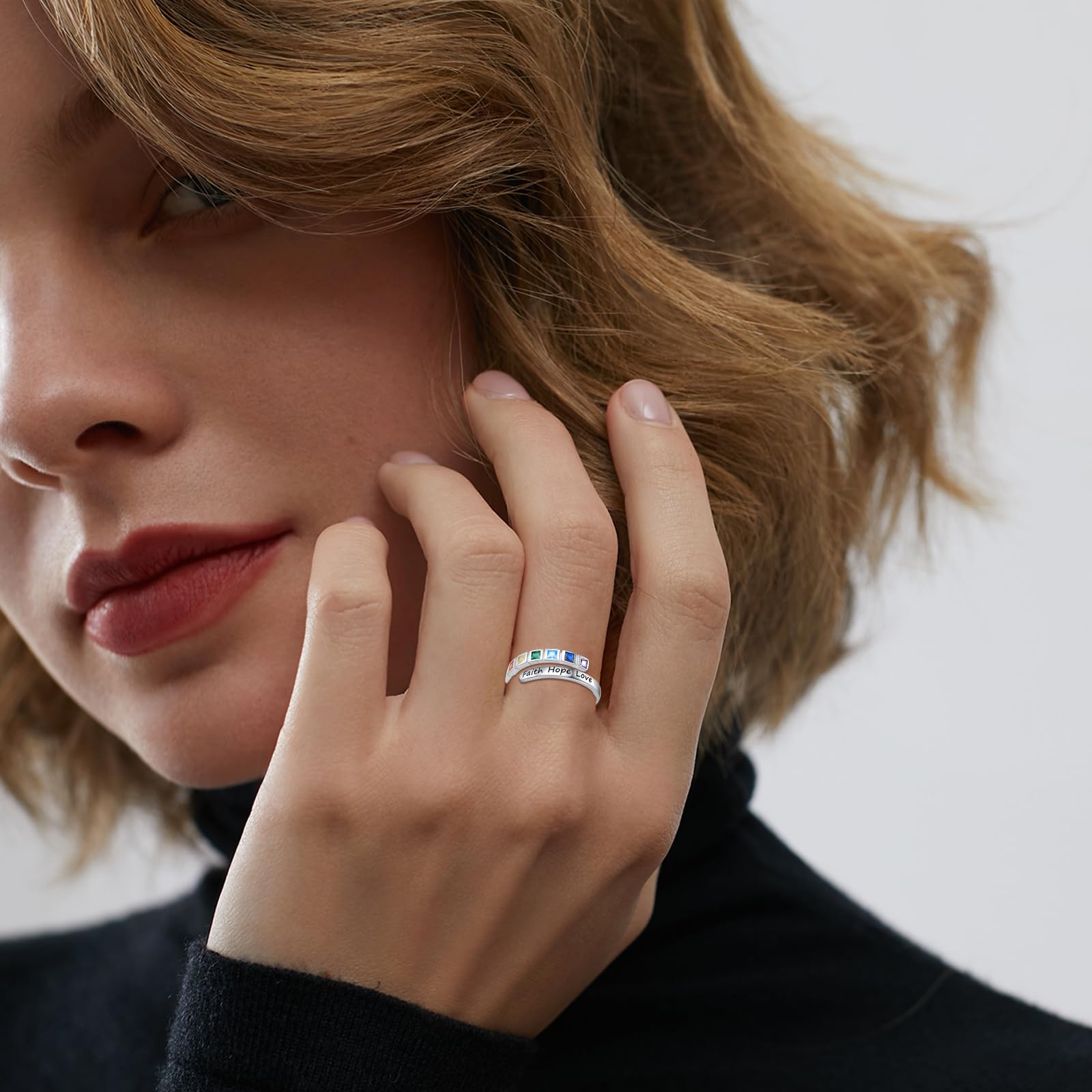 Bague en argent sterling 925 réglable avec chakra - Bijou de yoga - Cadeau de guérison pour femme et fille