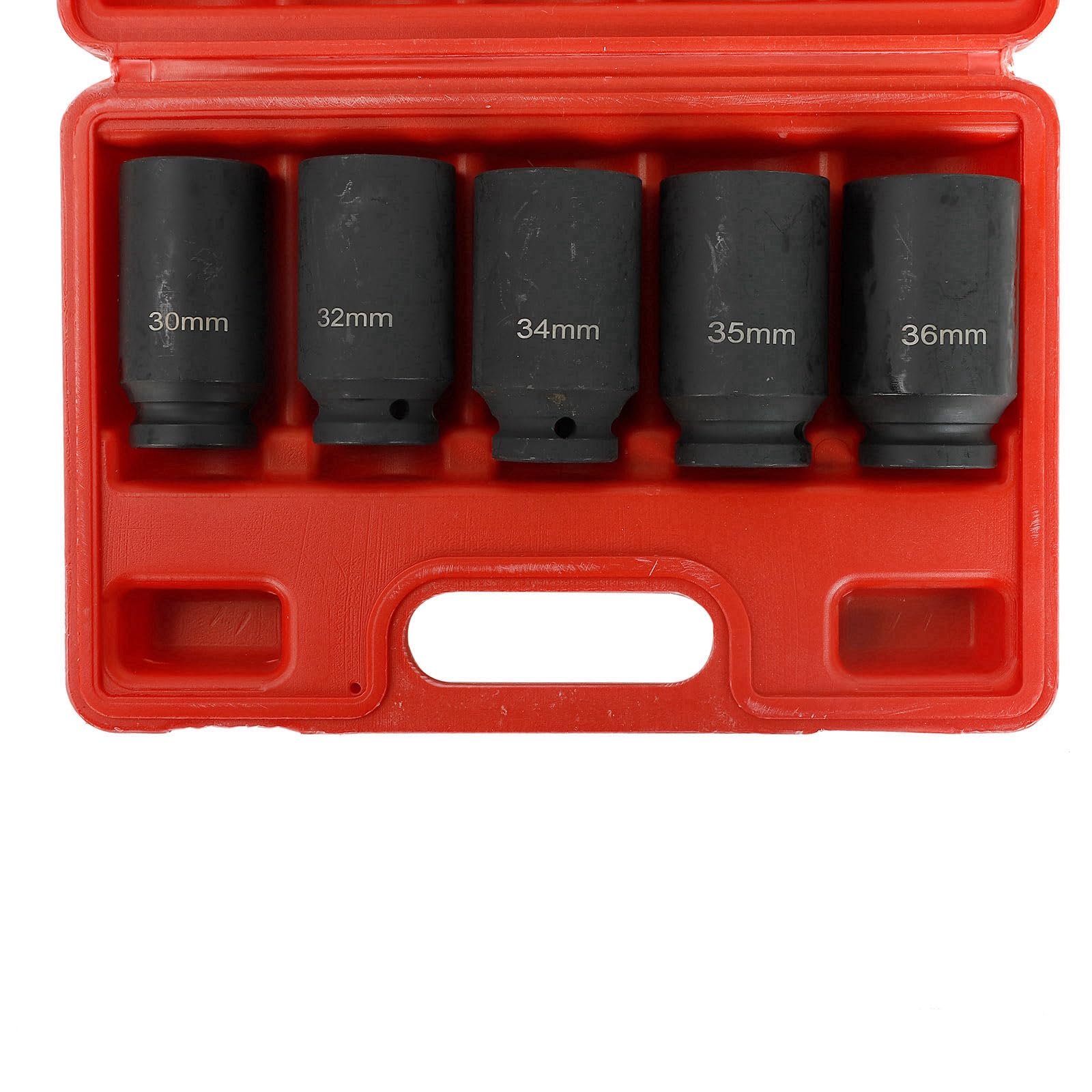 TBAPFS 4-Piece 1/2" Drive Deep Impact Socket Set – Metric 30mm, 32mm, 34mm, 36mm Axle Hub Nut Sockets With Case