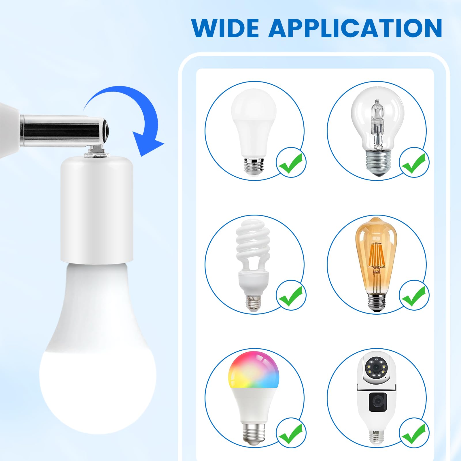 Ceramic Light Bulb Socket Extender, Heat-Resistant E26/E27 Light Socket Adapter with 4.5 Inch Extension for Camera Lamp - Image 4