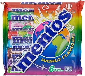 Mentos World Flavours I 8 Rolls of different Flavored Chewy Dragees I 300g 10.5 ounce total