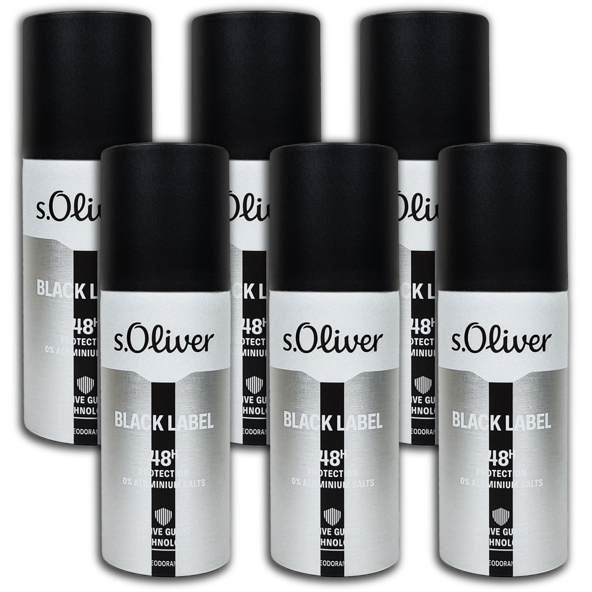 s.Oliver Black Label Men dezodorant w sprayu, 6 sztuk, 6 x 150 ml