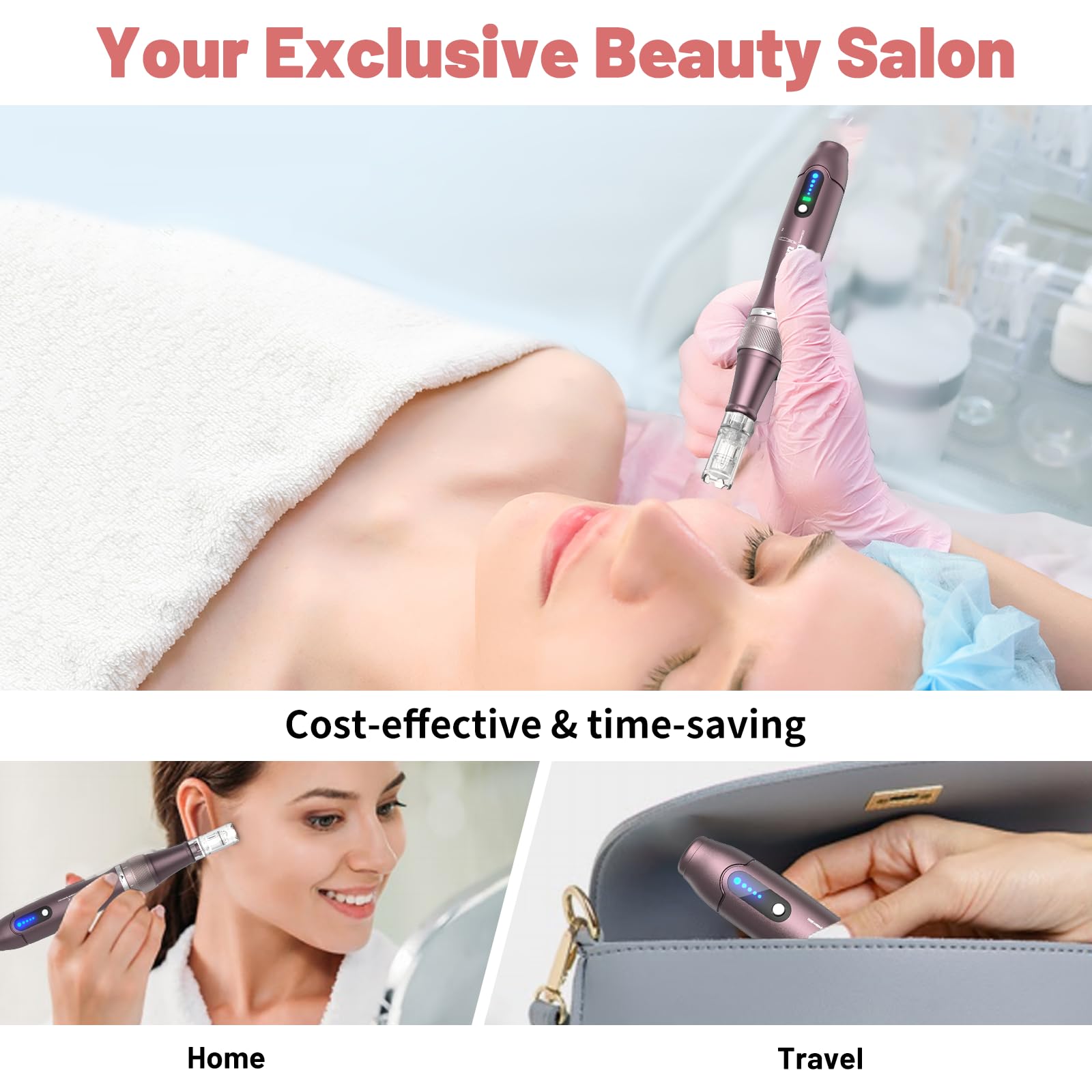 Dr. Pen 2025 A10 Dermapen Profesional, Inalámbrico con 25 Cartuchos, 5 Niveles y Pantalla LED Microneedling Pen para el Crecimiento del Cabello, el Cuidado Facial, Corporal y de la Piel