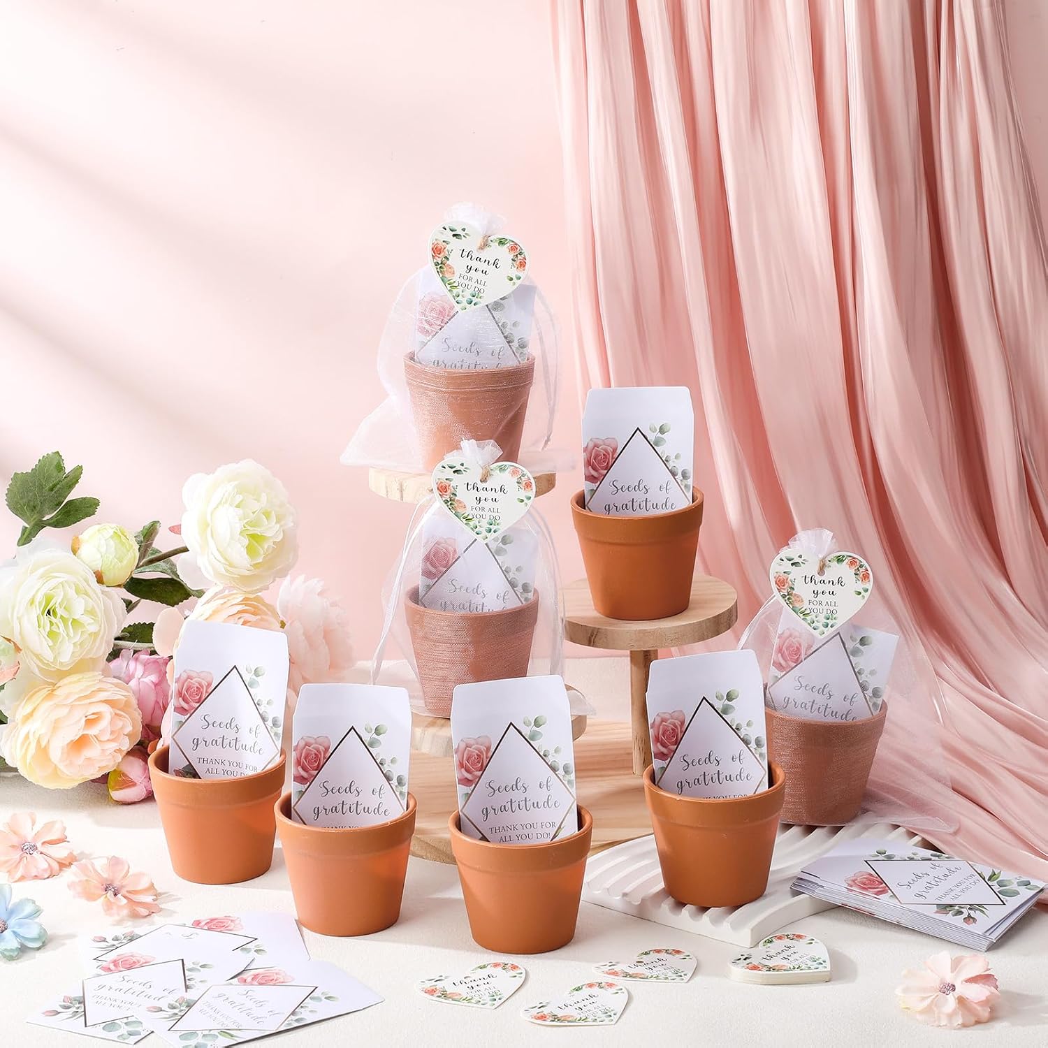 Ctosree 24 Sets Teacher Appreciation Gifts Thank You for All You Do Seed Packets Include Seed Packets Flowerpot Thanks Tags Organza Bags for Coworker Employee Nurse Staff Appreciation Gifts