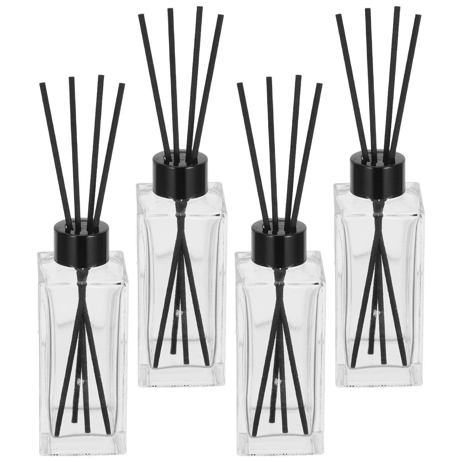 GALPADA Difusor de Aroma Diseño Moderno y Elegante de Fibra de Vidrio Transparente para Baño 4 Varillas, Juego de 4 Sets para Espacios Pequeños