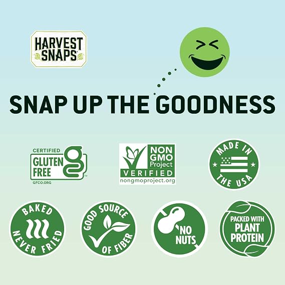 Harvest Snaps Veggie Chips (Single Serve Snack Crisps, 1.0 oz) | Powered by Plant Protein, Gluten Free, Non-GMO Baked Vegetable Crisps | Made in USA (36 Pack)