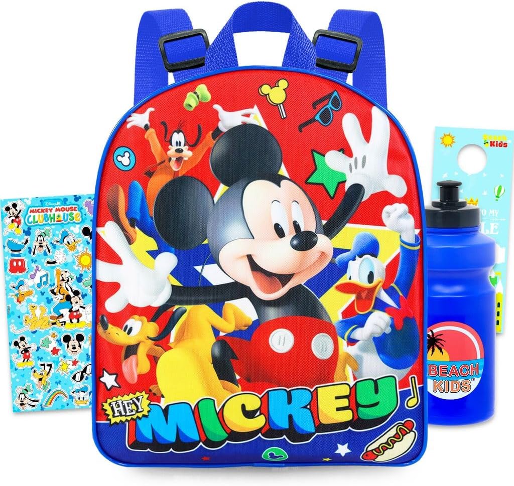 Mickey Mouse Mini Backpack for Kids Bundle - 12" w Adjustable Straps