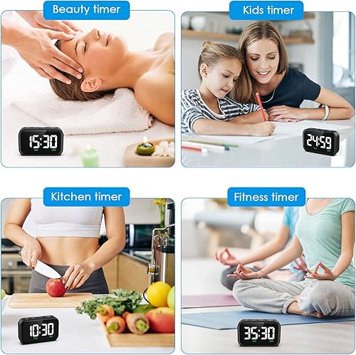 Miniatura 8 de Temporizador digital de cocina, temporizador digital con pantalla LED grande, temporizador de cocina magnético para cocinar, 3 niveles de volumen