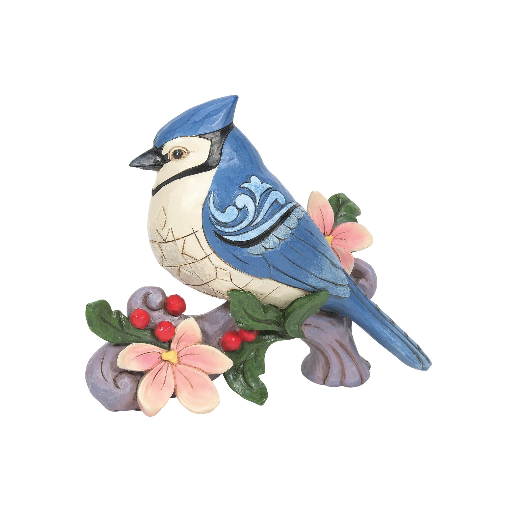 Enesco Jim Shore Heartwood Creek Mavi Alakarga Çiçekli Dallı Heykelcik, 11,5 cm, Çok Renkli