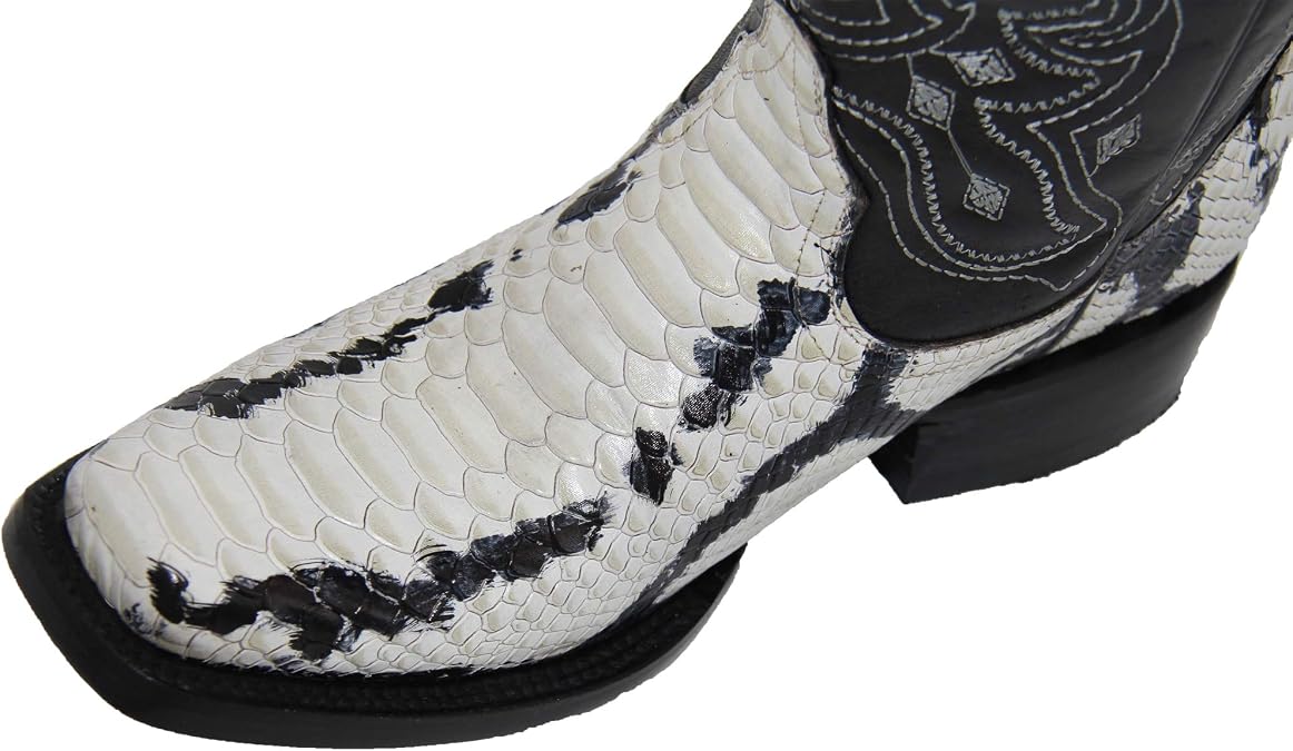 The Western Shops Mens Genuine Leather Python Snake Print Square Toe Cowboy Boot