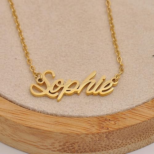 Miniatura 3 de Aoloshow Collar personalizado con nombre, placa de nombre - Joyería de acero inoxidable para regalo de cumpleaños o Navidad para mujeres, hombres,