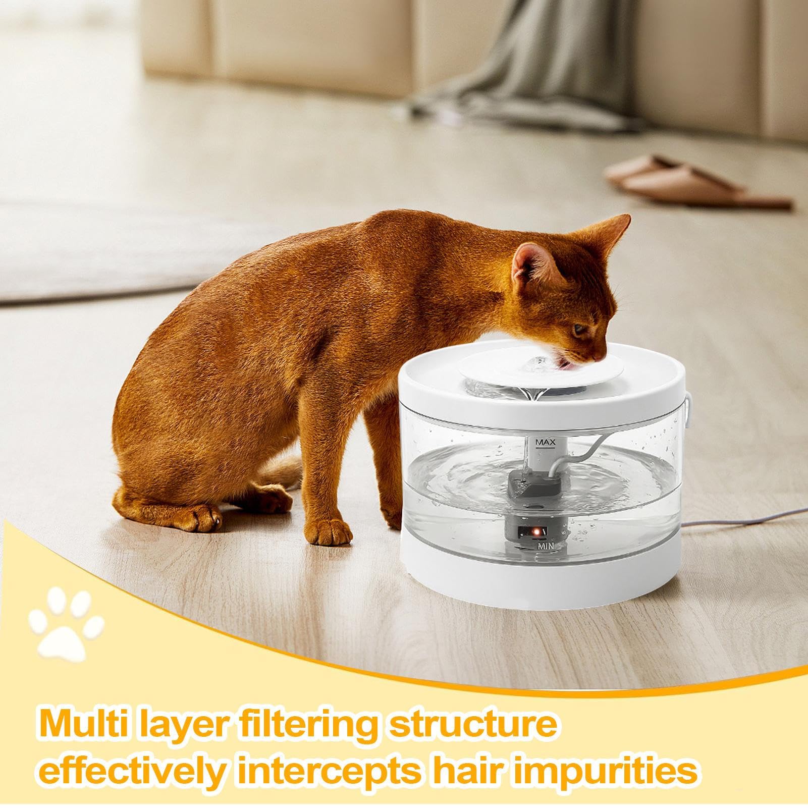 Distributore D'Acqua Per Animali Distributore USB Con Filtro | Abbeveratoio Automatico Per Adatto Ad Animali Domestici Gatti Cuccioli Casa Soggiorno Pavimento Angolo