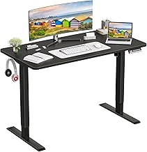 Soohow Standing Desk 48 * 24 Inches Height Adjustable Desk Whole-Piece Desk Workstation with Memory Preset Controller,Electric Standing Desk Sit Stand Up Desk for Home Office(Black Frame+Black Desk)