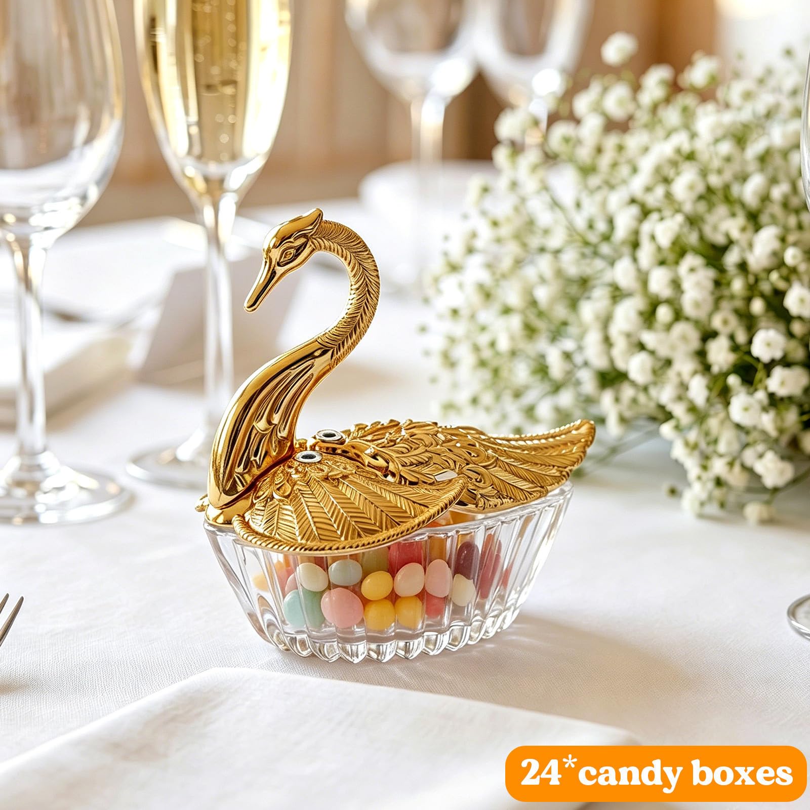 Süßwarenverpackungskartons 24 Stück Acryl Kunststoff Goldene Hochzeit