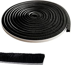 Lumonic 5 m Black Brush Seal 10 mm | Self Adhesive + Cut to Size | Draught Excluder Cold Protection Mosquito Net for Windows, Doors, Wardrobe