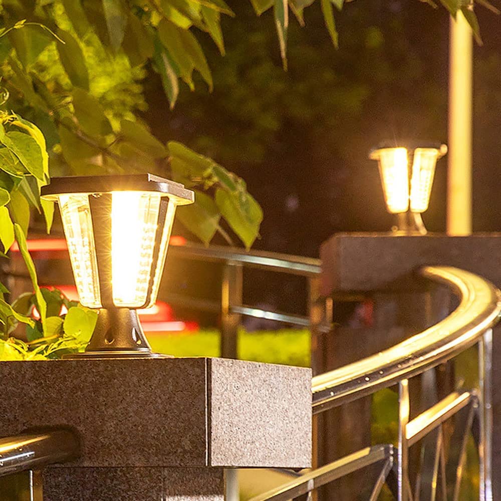 Solar 3W zewnętrzne światła słupkowe LED, 2-kolorowe światło zewnętrzne słupkowe, czarne aluminiowe oświetlenie ogrodowe zasilane energią słoneczną, patio, słupek ogrodzeniowy (7,8 cala)
