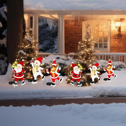 Miniatura 5 de BTY Paquete de 3 estacas de Navidad para decoración de Navidad, luz solar de jardín al aire libre, estacas de metal con luces LED para decoración de