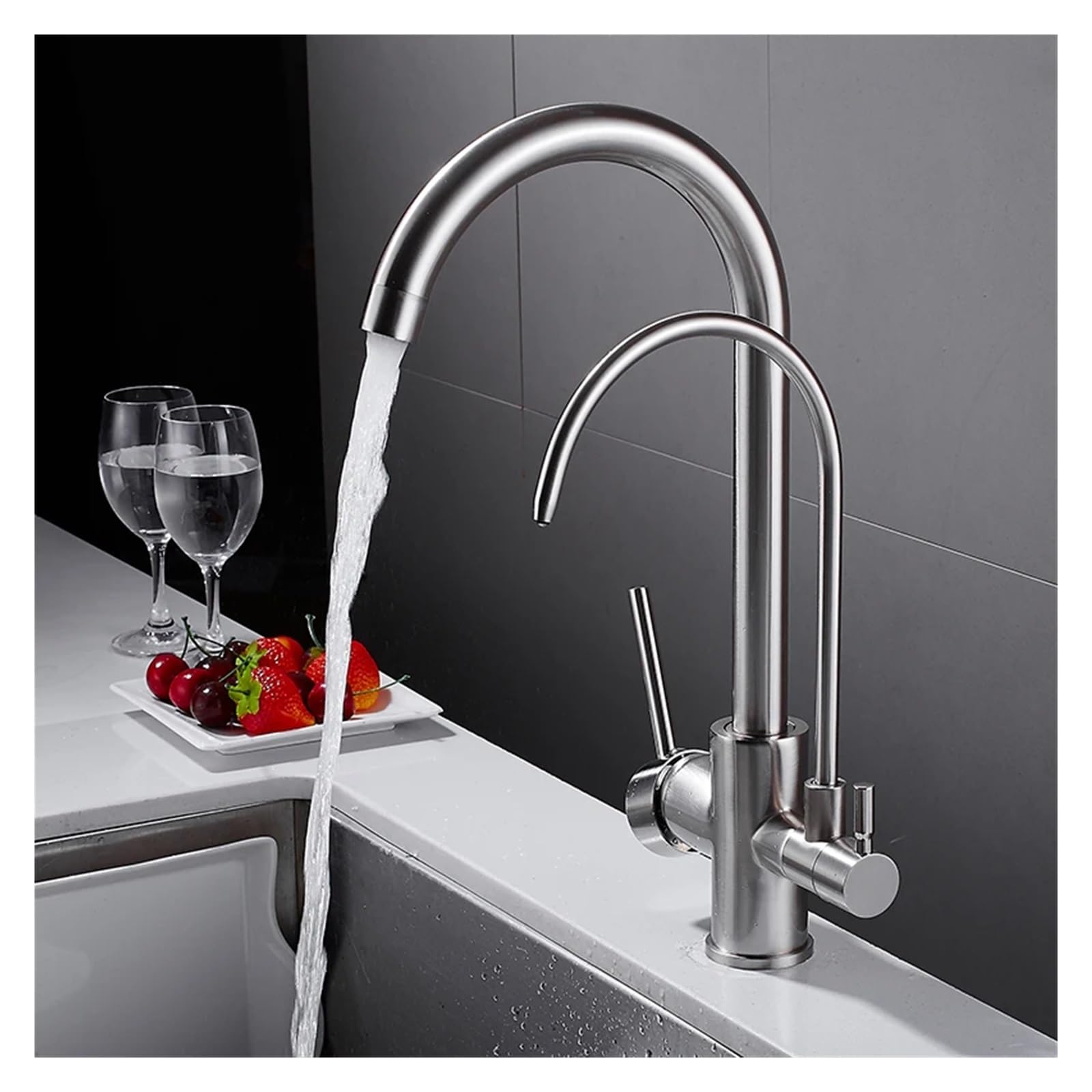 BHFPFZA 360° Swivel Kitchen Faucet with Water Purificat Deck Mount Filtered Mixer Tap Slish White Design Perfect for Modern Kitchens Functal & Easy to Install