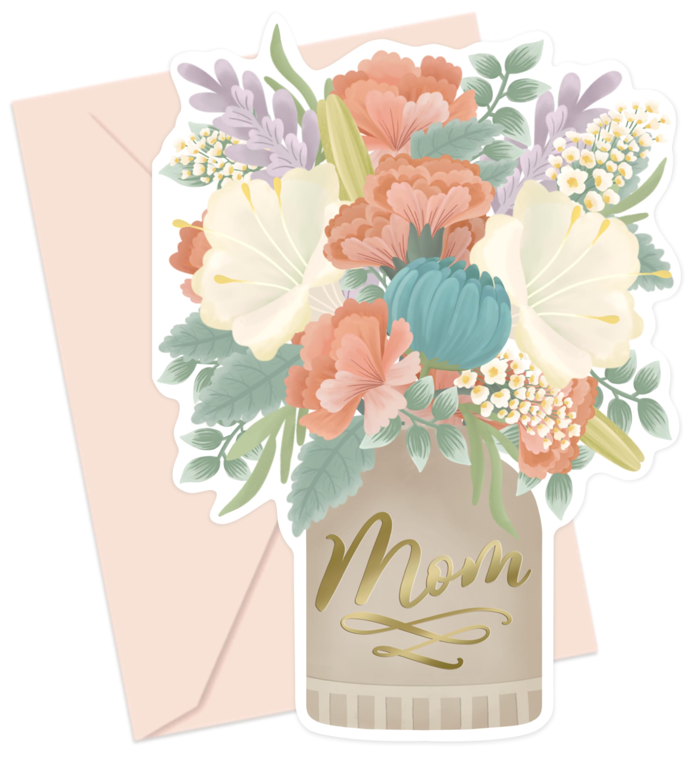 Honeyplum Happy Mothers Day Card From Daughter, Husband, Grandmother, Son, 5 x 7 Inches, Floral Bouquet