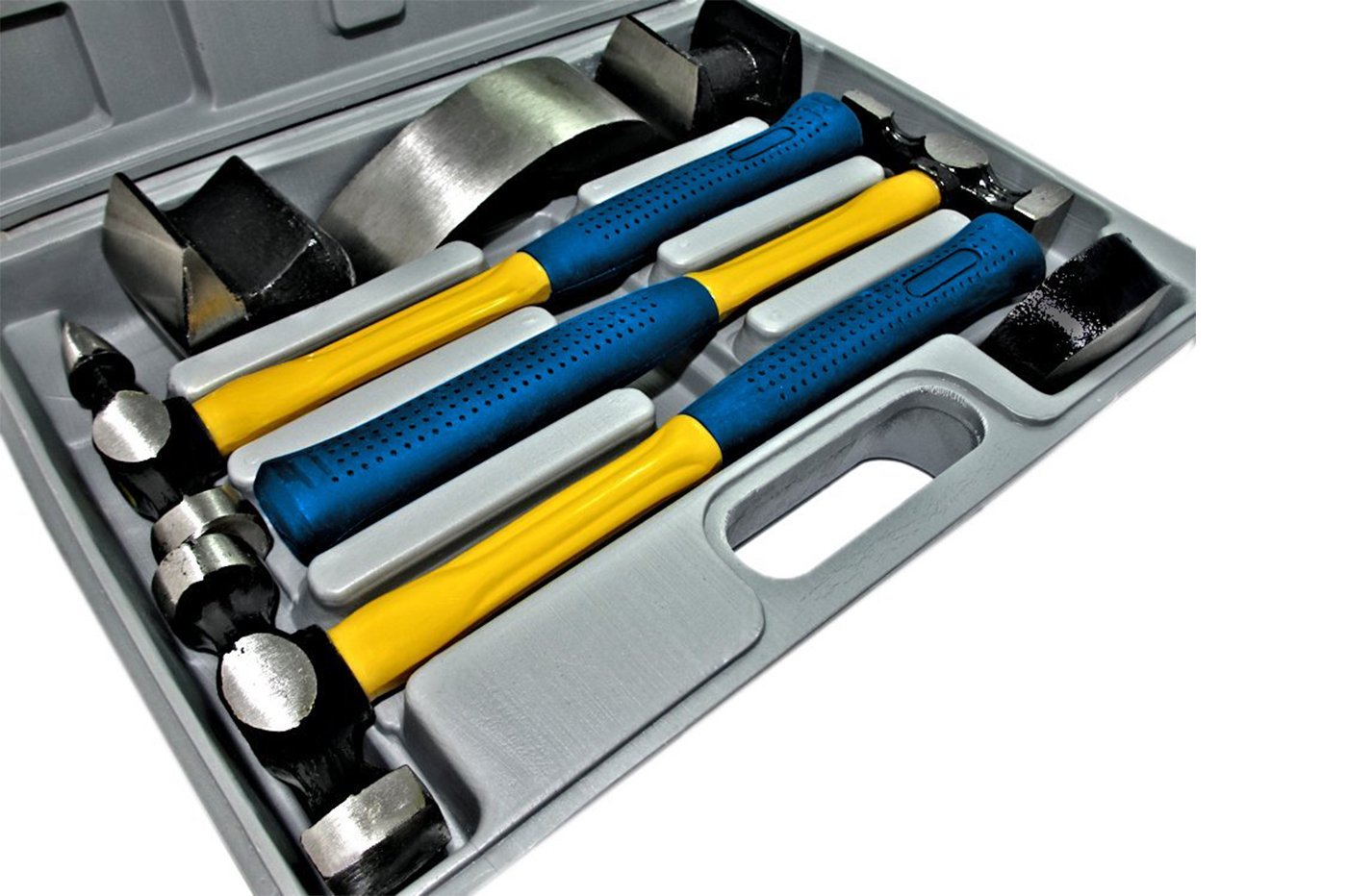 GrecoShop Kit Carrozziere Martelli Tassi Riparazione Auto Valigetta, 7 Pezzi
