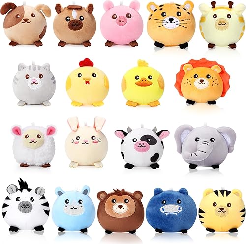 Miniatura 1 de Halloscume 18 piezas de animales de peluche de 3.15 pulgadas de peluche a granel de granja forestal de la selva, juguetes de animales de la selva,