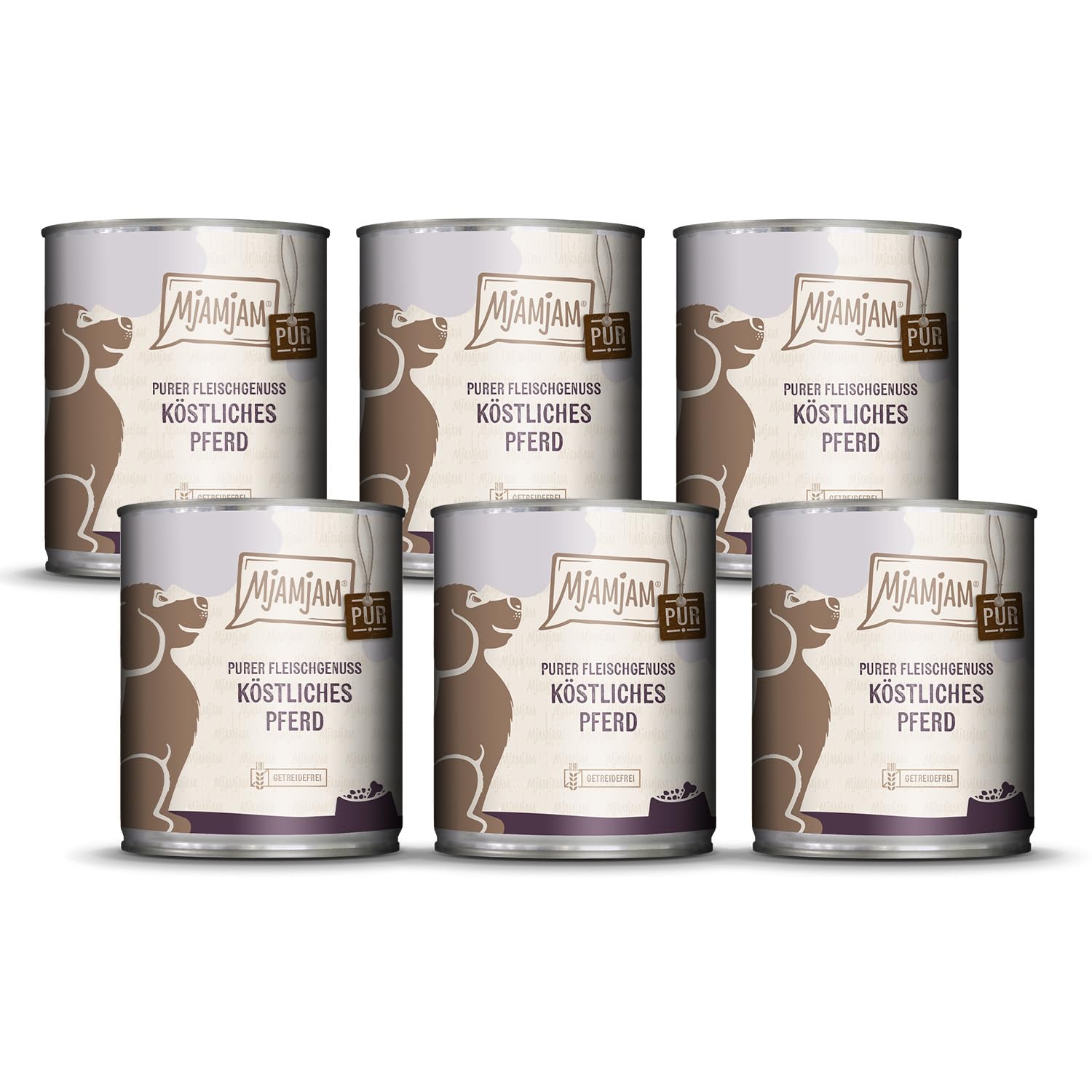 MjAMjAM - Premium Nassfutter für Hunde - purer Fleischgenuss - köstliches Pferd pur, 6er Pack (6 x 800 g), getreidefrei mit extra viel Fleisch