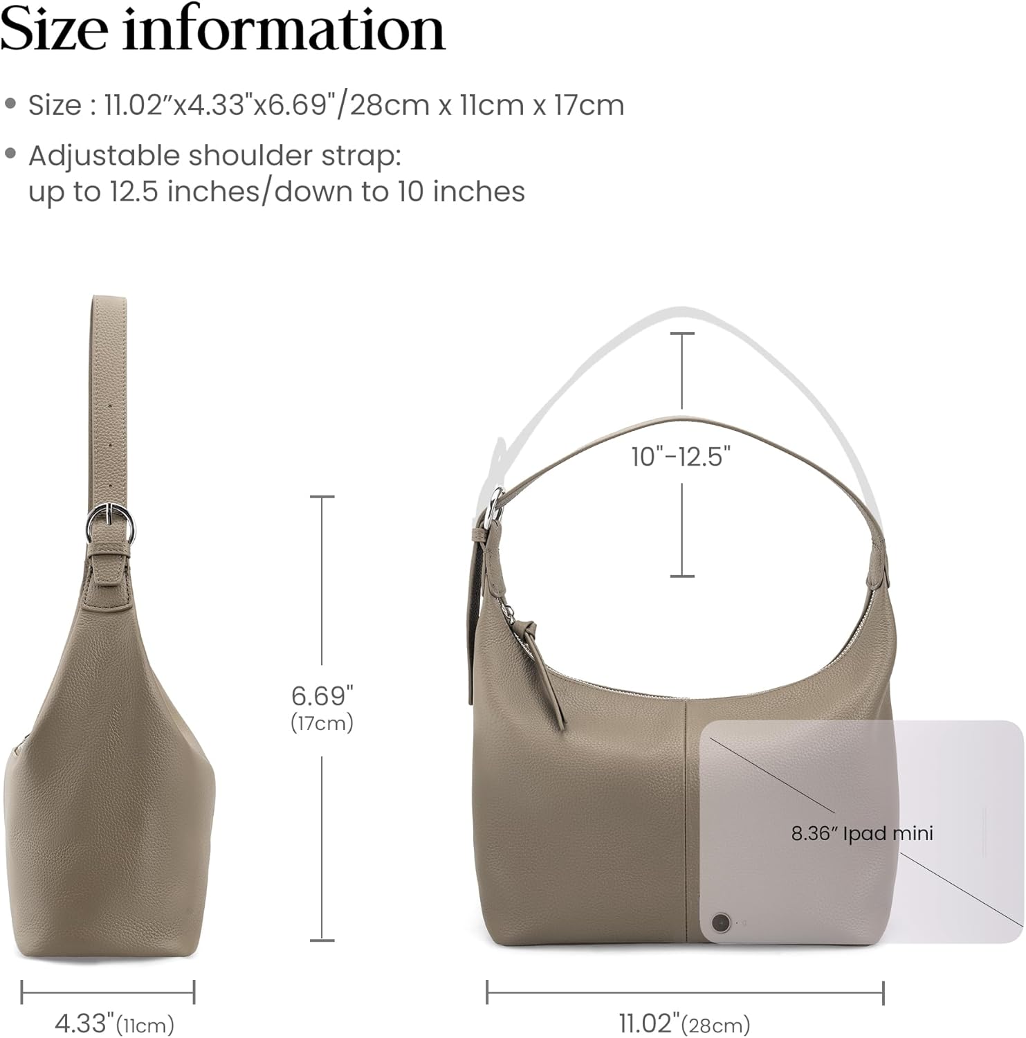 befen Genuine Leather Slouchy Hobo Bags for Women, Ultra Lightweight Leather Purses Shoulder Handbags Satchel for Work Casual - Image 5