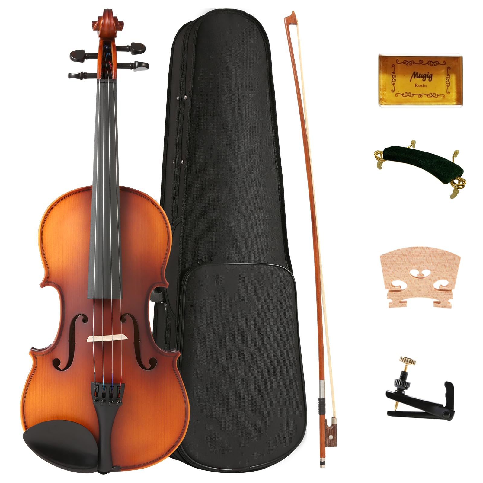 MOSEN 4/4 Full Size Massivholz Violine Violine Set für Anfänger mit Violinkoffer